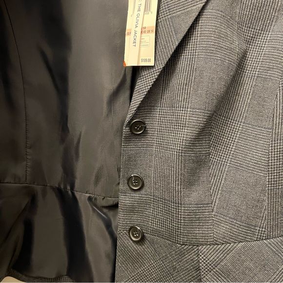 NWT Jones New York Charcoal Gray Plaid Olivia Blazer Fitted Suit Blazer US 10 - Picture 16 of 16
